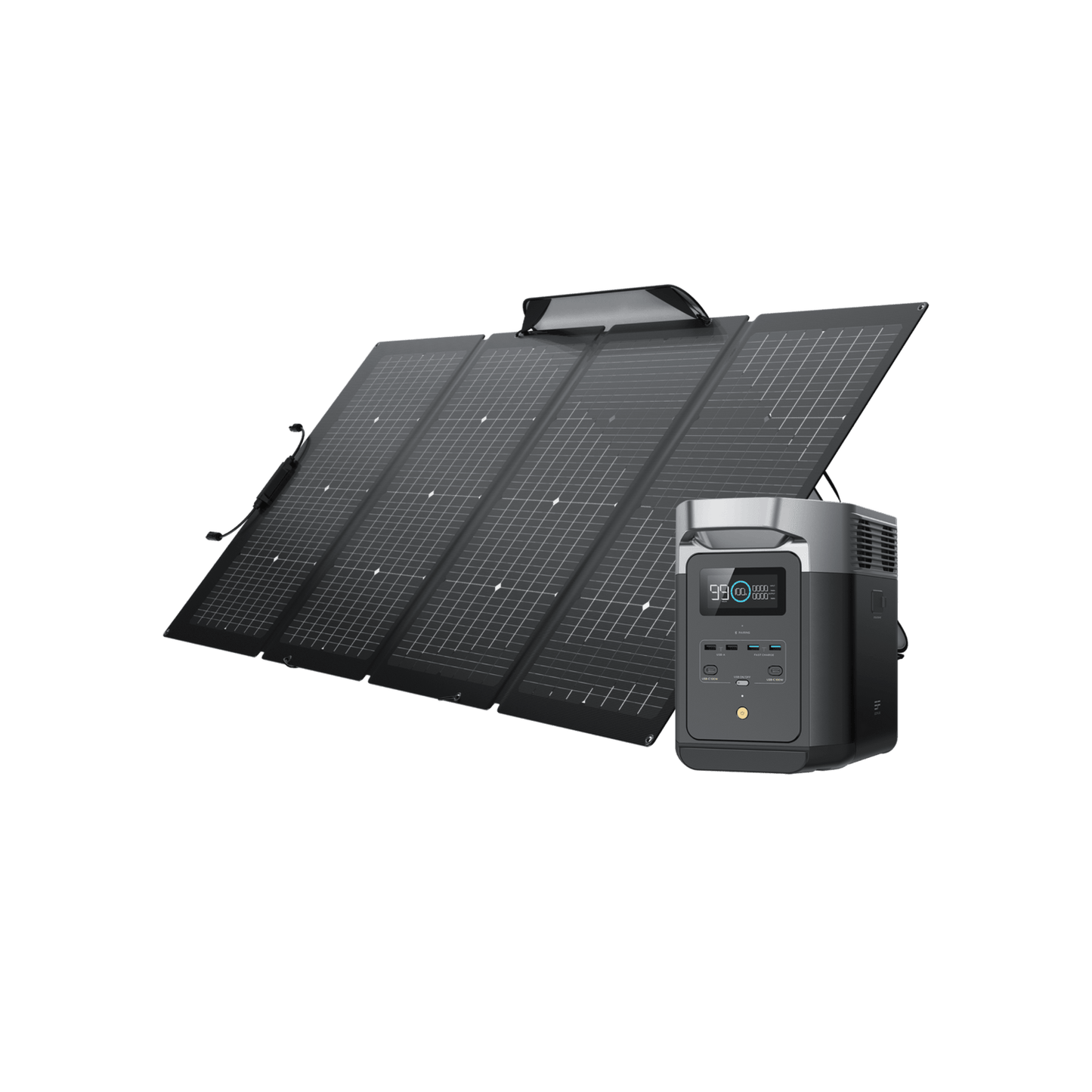 EcoFlow DELTA 2 + 220W Portable Solar Panel - Fast Charging, Solar Generator for Home Backup Power, Camping & RVs