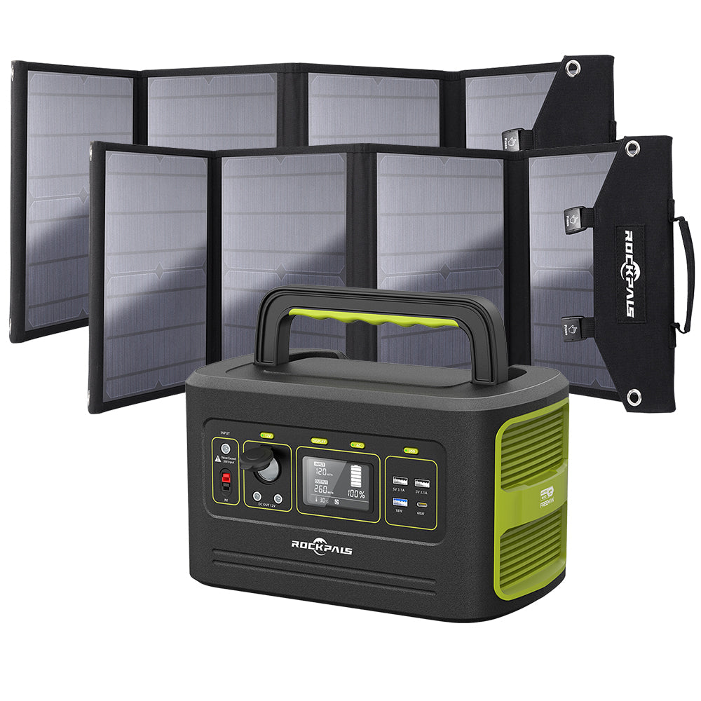 Rockpals Freeman 600W Portable Power Station - Solar Generator with Fast Charging, 110V AC Outlets