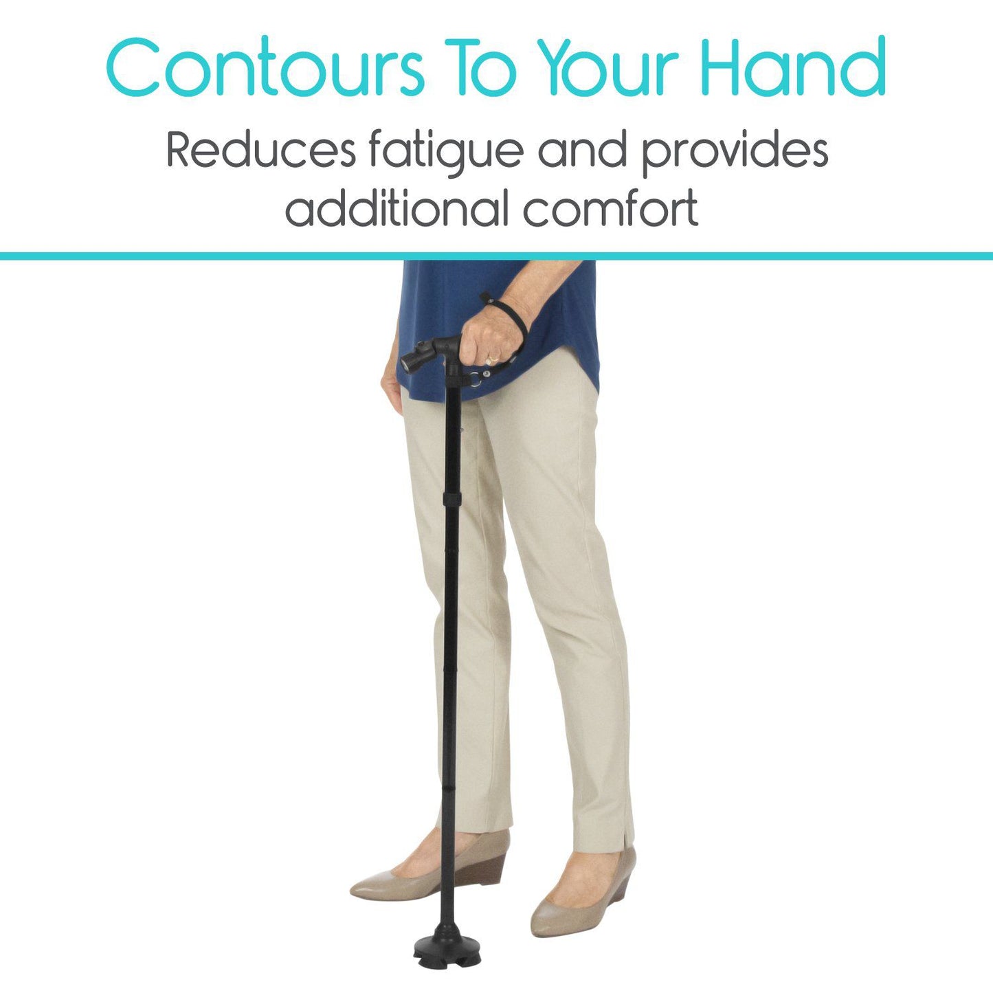Vive Health Folding Self Standing Cane, Portable, Adjustable Height, w/ LED Light For Safety at Night