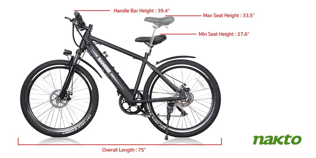 Nakto Ranger Mountain Electric Bicycle 36v 10Ah Lithium Battery 26"