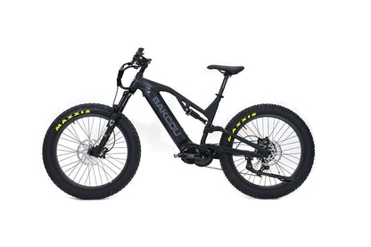 Bakcou Scout Fat Tire Ultra Mid Drive Electric Mountain Bike - Full Suspension 11-Speed For Sport Riding