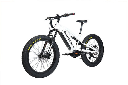 Bakcou Scout Fat Tire Ultra Mid Drive Electric Mountain Bike - Full Suspension 11-Speed For Sport Riding