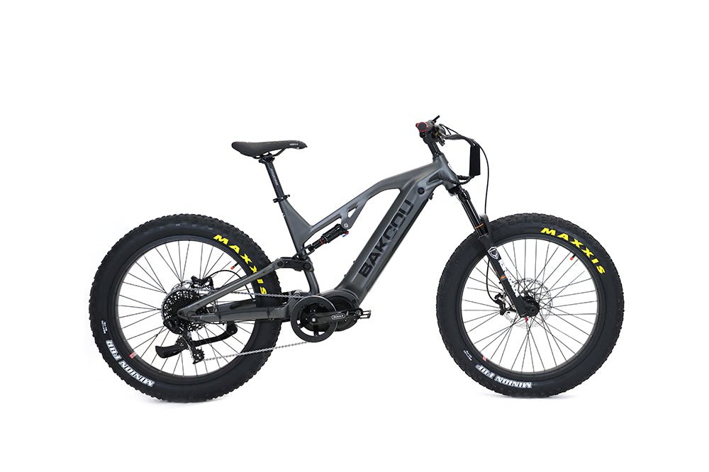 Bakcou Scout Fat Tire Ultra Mid Drive Electric Mountain Bike - Full Suspension 11-Speed For Sport Riding