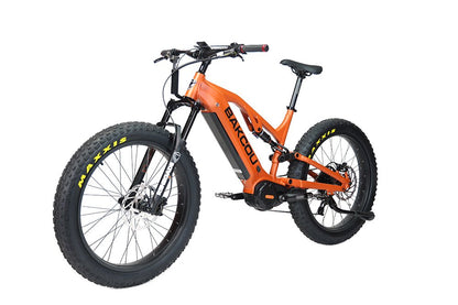 Bakcou Scout Fat Tire Ultra Mid Drive Electric Mountain Bike - Full Suspension 11-Speed For Sport Riding