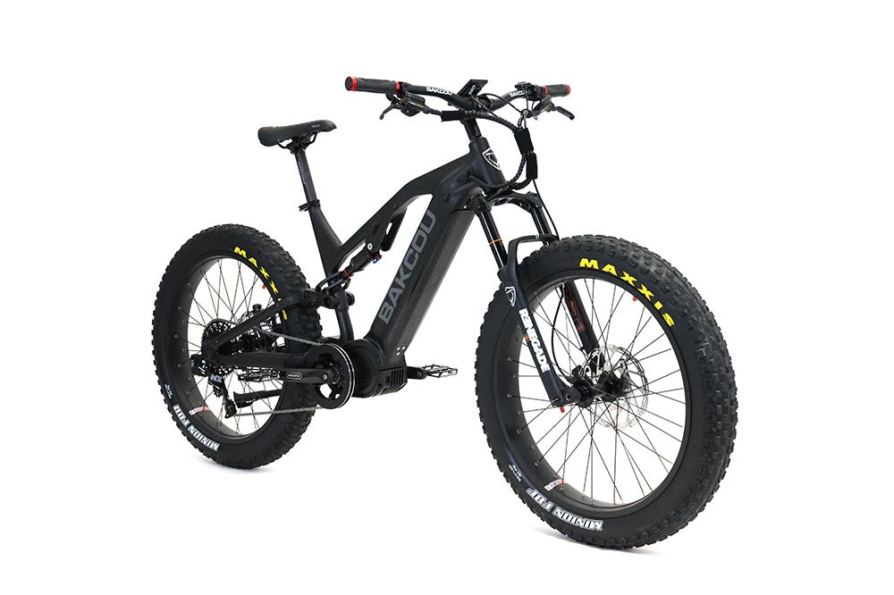 Bakcou Scout Fat Tire Ultra Mid Drive Electric Mountain Bike - Full Suspension 11-Speed For Sport Riding