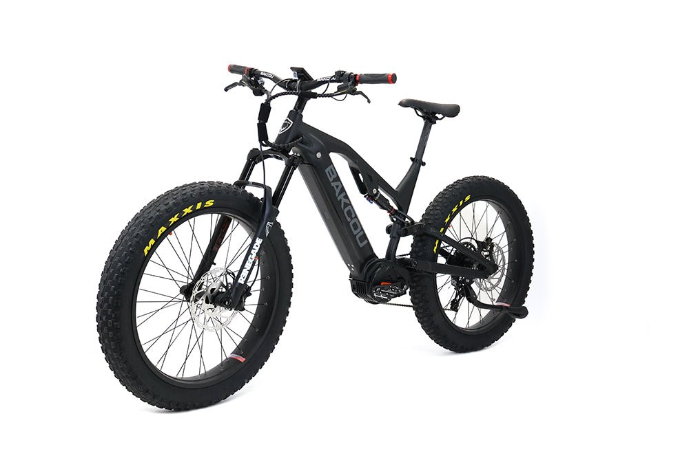 Bakcou Scout Fat Tire Ultra Mid Drive Electric Mountain Bike - Full Suspension 11-Speed For Sport Riding