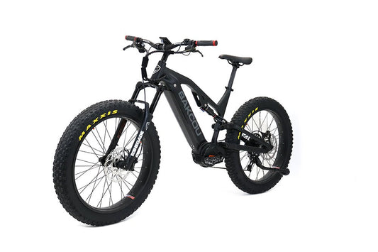 Bakcou Scout Fat Tire Ultra Mid Drive Electric Mountain Bike - Full Suspension 11-Speed For Sport Riding