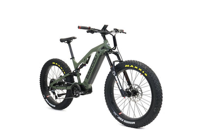 Bakcou Scout Fat Tire Ultra Mid Drive Electric Mountain Bike - Full Suspension 11-Speed For Sport Riding