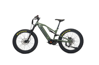 Bakcou Scout Fat Tire Ultra Mid Drive Electric Mountain Bike - Full Suspension 11-Speed For Sport Riding