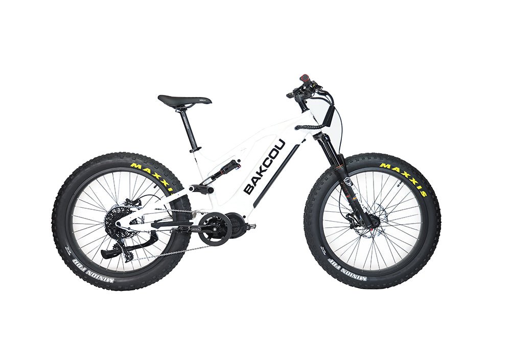 Bakcou Scout Fat Tire Ultra Mid Drive Electric Mountain Bike - Full Suspension 11-Speed For Sport Riding