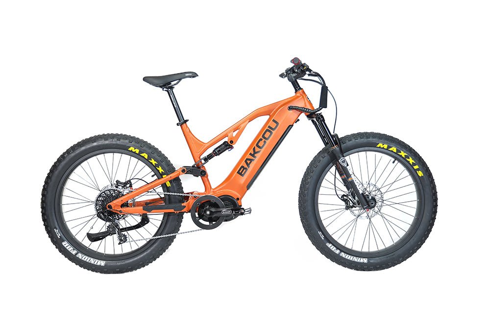 Bakcou Scout Fat Tire Ultra Mid Drive Electric Mountain Bike - Full Suspension 11-Speed For Sport Riding