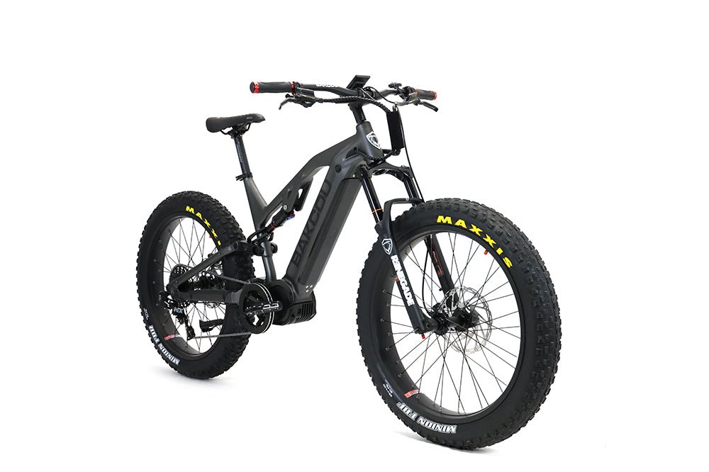 Bakcou Scout Fat Tire Ultra Mid Drive Electric Mountain Bike - Full Suspension 11-Speed For Sport Riding